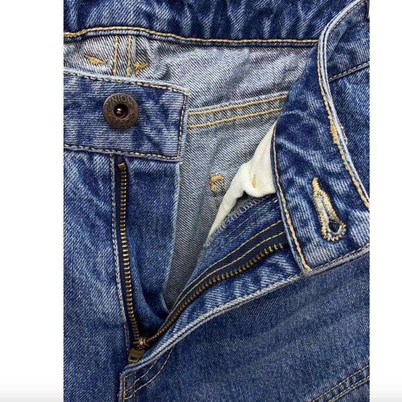 New Fax Copy Express Slim Flared Leg Dirty Blue Wash Jeans Size S - Picture 4 of 9